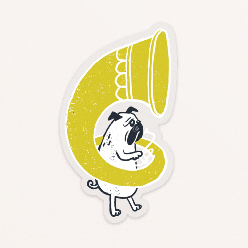 Tuba Pug Sticker